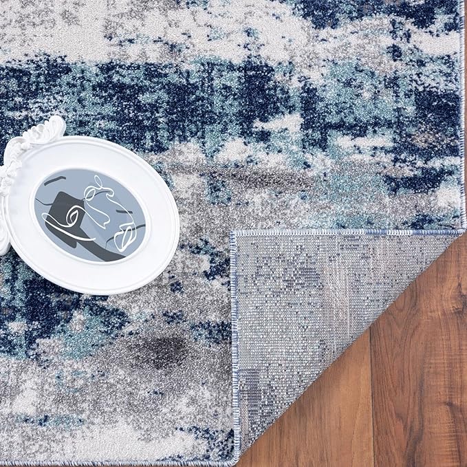 LUXE WEAVERS Euston Collection D.Blue-L.Blue 6x9 Modern Abstract Area Rug