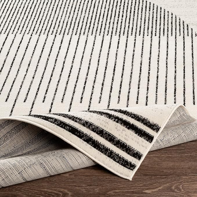 Livabliss Penrod Modern Geometric Area Rug,9'2" x 12',Black/Ivory