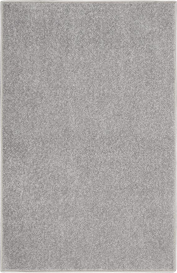 Nourison Essentials Indoor/Outdoor Silver Grey 2' x 4' Area Rug, Easy Cleaning, Non Shedding, Bed Room, Living Room, Dining Room, Backyard, Deck, Patio (2x4)