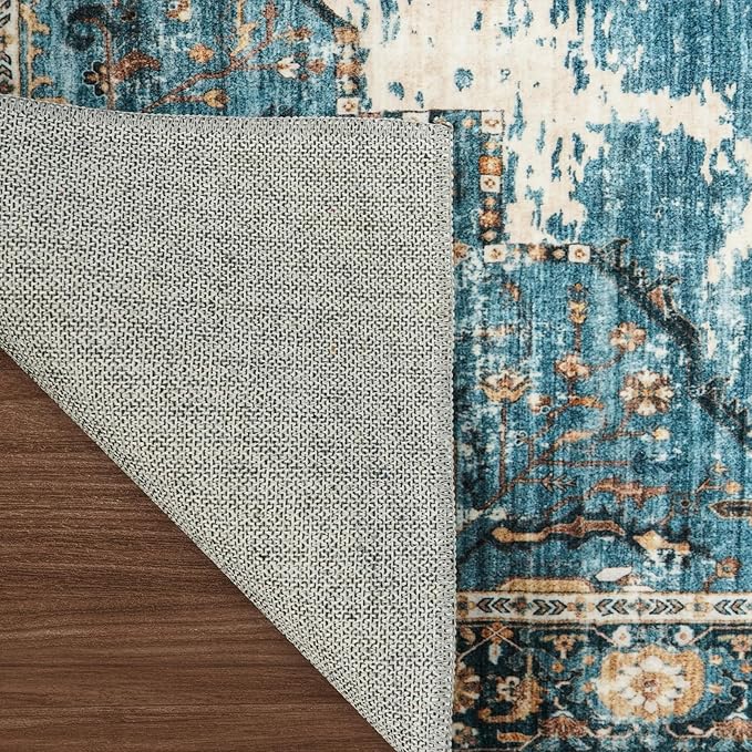 RUUGME 2x3 Area Rugs Indoor - Large Boho Rugs for Living Room Stain Resistant Carpet Vintage Tribal Rugs for Bedroom Kitchen Bathroom with Non Slip Backing Home Decor Floor Decoration Mat 2x3 Blue