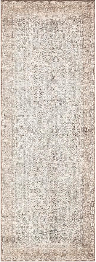 Keen Home Design 2x12 Rug - Machine Washable Runner Rug with Non-Slip Backing, Ideal for Hallway, Entryway, Kitchen, Laundry Room - Vintage, Easy Clean, Durable, Low Pile Rug - (2'6" x 12')