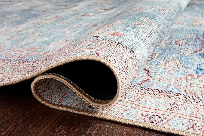 Loloi II Wynter Collection WYN-06 Teal/Multi 2'-6" x 9'-6", .13" Thick, Runner Rug, Soft, Durable, Printed, Vintage Inspired, Low Pile, Non-Shedding, Easy Clean, Living Room Rug