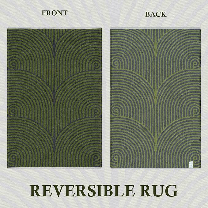 Tiffasea Small Area Rug 2'x3' Washable Indoor Mats for Entryway Kitchen Rugs Outdoor Door Mat Indoor Entrance Cotton Modern Throw Rugs Entry Rug for Bathroom Bedroom, Green