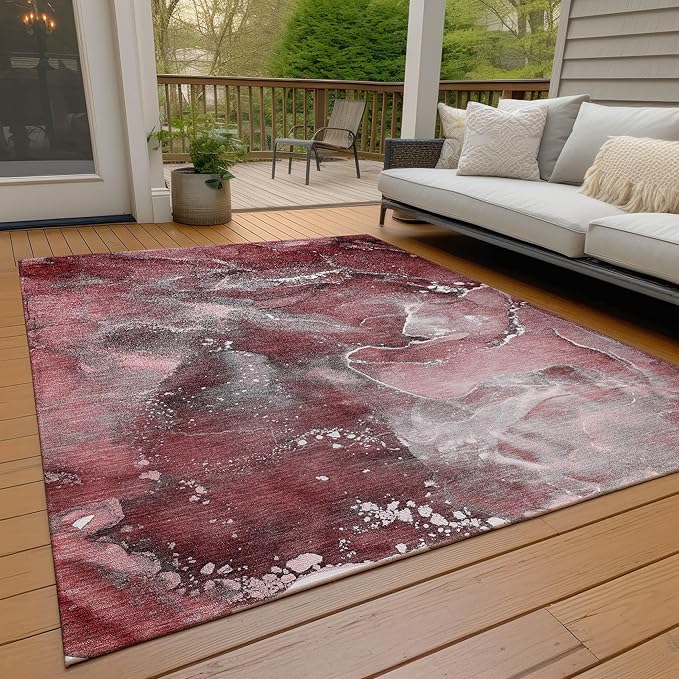 Addison Rugs Chantille ACN518 Red 9' x 12 Indoor Outdoor Area Rug, Stain Resistant, Machine Washable, Non Shedding, Bedroom, Living Room, Dining Room, Kitchen Rug