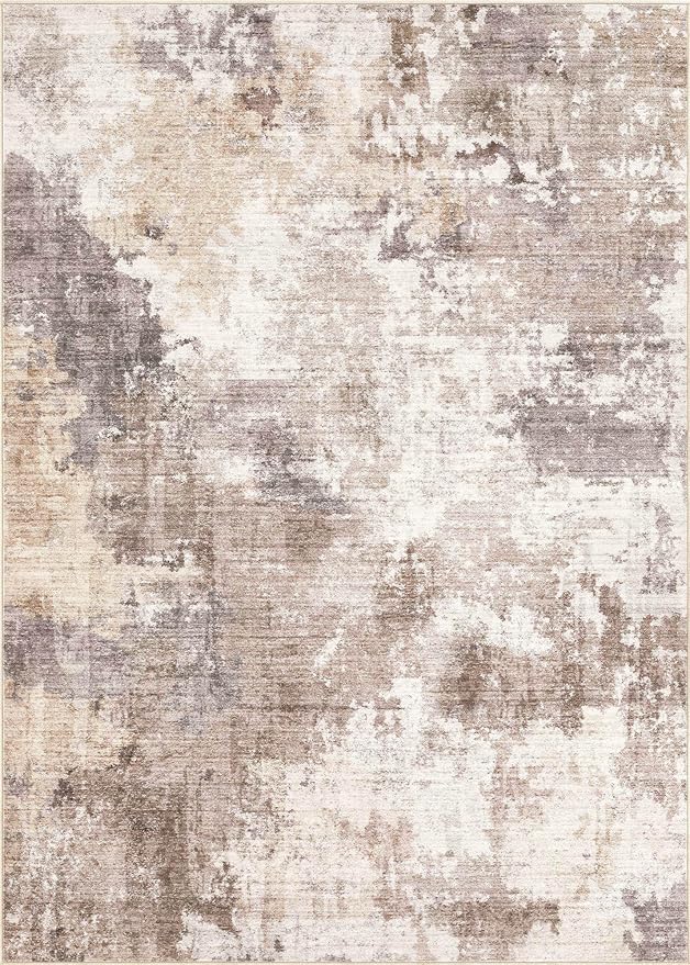 Washable Rug 8x10 Area Rugs for Living Room: Modern Abstract Neutral Soft Rug for Bedroom Dining Room Under Kitchen Table Home Office Decor - Brown