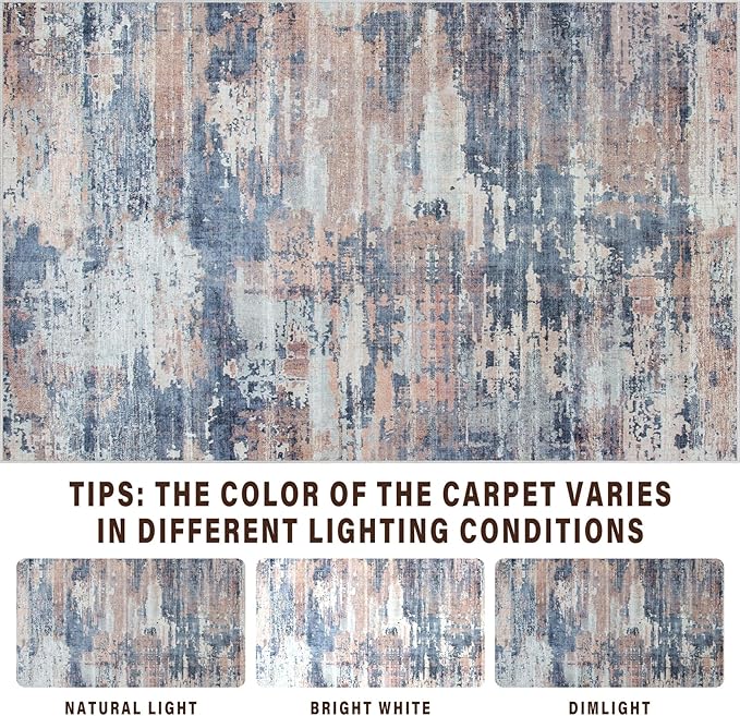 10x14 Area Rugs for Living Room: Large Machine Washable Area Rug with Non Slip Backing Non Shedding Abstract Stain Resistant Carpet for Bedroom Dining Room Nursery Home Office - Multi