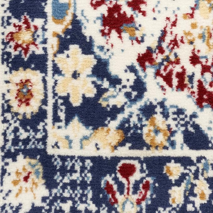 Nourison Grafix Traditional Blue/Multicolor 7' x 10' Area Rug, Easy Cleaning, Non Shedding, Bed Room, Living Room, Dining Room, Kitchen (7x10)