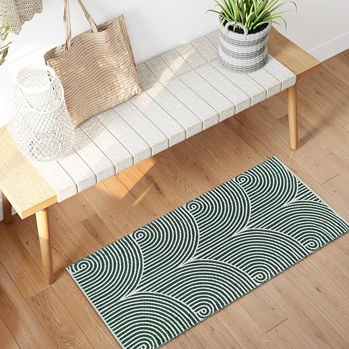Tiffasea Kitchen Runner Rug 2'x4.3', Washable Small Area Rug Reversible Farmhouse Green Bathroom Rugs Modern Entry Rug Front Door Mat Throw Rugs for for Foyer Bedroom Entry Back Door
