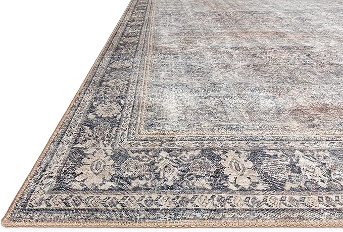 Loloi II Wynter Collection WYN-07 Grey/Charcoal 2'-0" x 5'-0", .13" Thick, Accent Rug, Soft, Durable, Printed, Vintage Inspired, Low Pile, Non-Shedding, Easy Clean, Living Room Rug