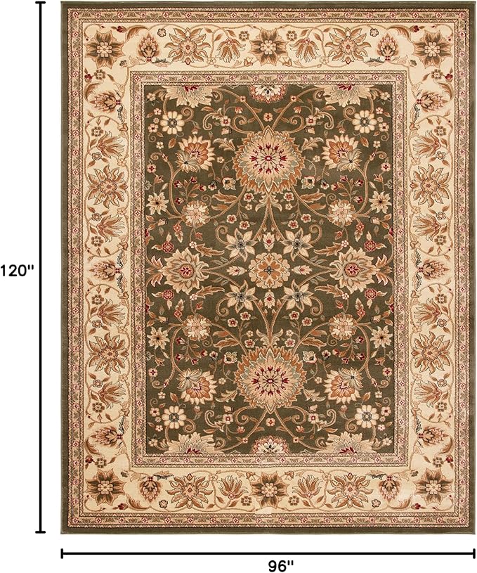 SAFAVIEH Lyndhurst Collection Area Rug - 8' x 10', Sage & Ivory, Traditional Oriental Design, Non-Shedding & Easy Care, Ideal for High Traffic Areas in Living Room, Bedroom (LNH212C)