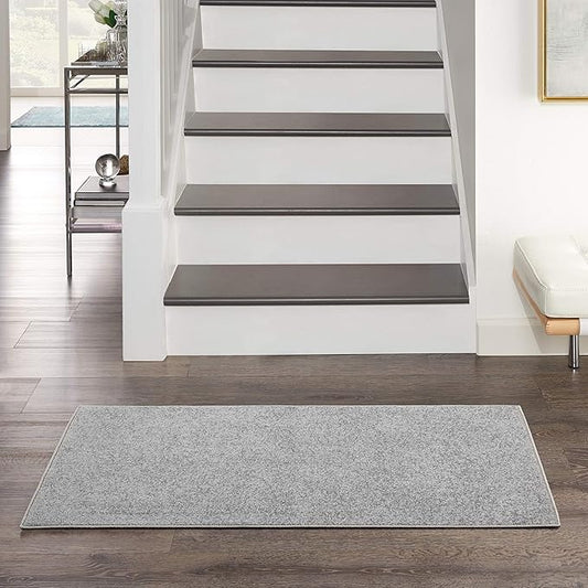 Nourison Essentials Indoor/Outdoor Silver Grey 2' x 4' Area Rug, Easy Cleaning, Non Shedding, Bed Room, Living Room, Dining Room, Backyard, Deck, Patio (2x4)