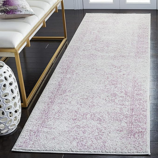 SAFAVIEH Adirondack Collection Runner Rug - 2'6" x 12', Ivory & Lavender, Oriental Distressed Design, Non-Shedding & Easy Care, Ideal for High Traffic Areas in Living Room, Bedroom (ADR109U)
