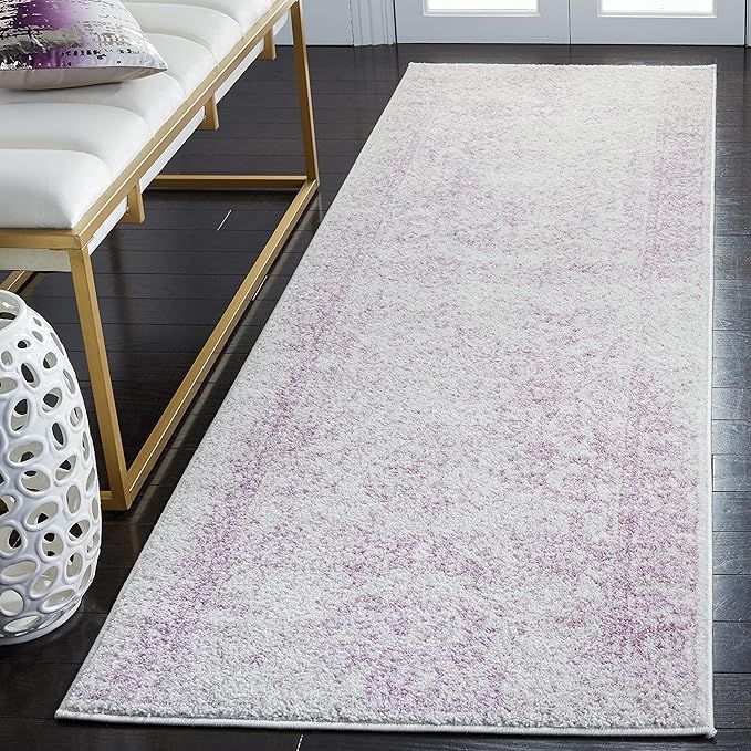SAFAVIEH Adirondack Collection Runner Rug - 2'6" x 6', Ivory & Lavender, Oriental Distressed Design, Non-Shedding & Easy Care, Ideal for High Traffic Areas in Living Room, Bedroom (ADR109U)