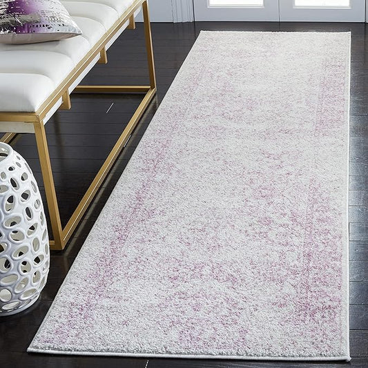 SAFAVIEH Adirondack Collection Runner Rug - 2'6" x 6', Ivory & Lavender, Oriental Distressed Design, Non-Shedding & Easy Care, Ideal for High Traffic Areas in Living Room, Bedroom (ADR109U)