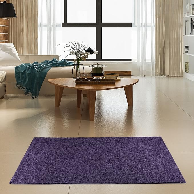 Furnish my Place Modern Plush Solid Color Rug - Purple, 7' x 20', Pet and Kids Friendly Rug. Made in USA, Rectangle, Area Rugs Great for Kids, Pets, Event, Wedding, Living Room