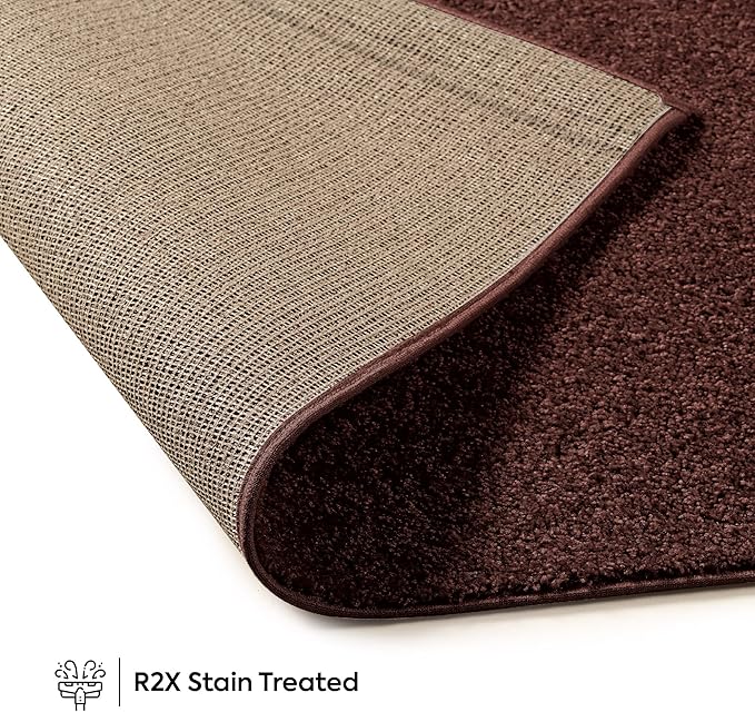 Modern Indoor/Outdoor Commercial Solid Color Rug - Chocolate, 9' x 13', Rectangular, Pet and Kids Friendly Rug. Made in USA, Area Rugs Great for Kids, Pets, Event, Wedding