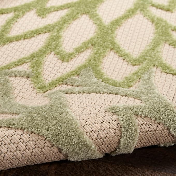 Nourison Aloha Tropical Indoor/Outdoor Ivory Green 6' x 9' Area Rug, Easy Cleaning, Non Shedding, Bed Room, Living Room, Dining Room, Backyard, Deck, Patio (6x9)