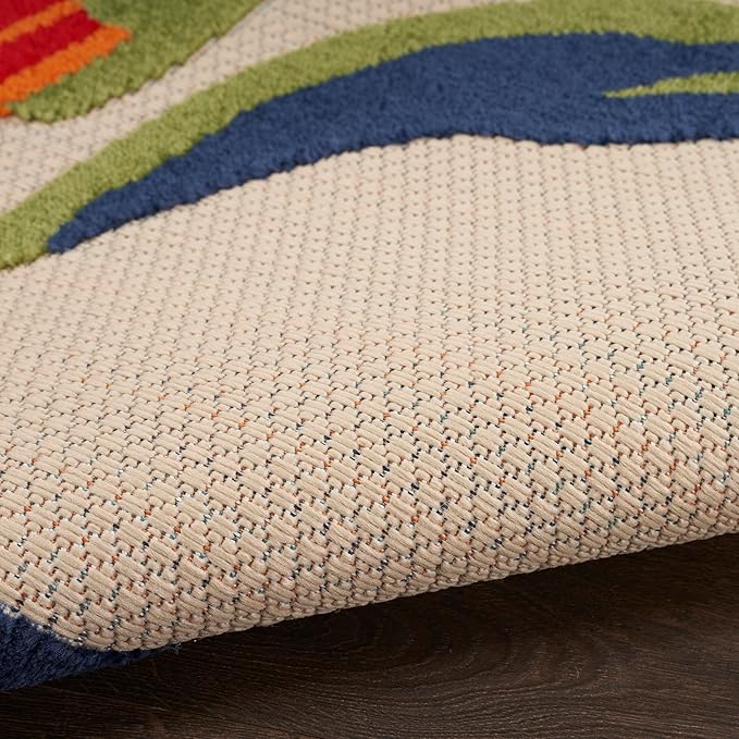 Nourison Aloha Indoor/Outdoor Multicolor 7' x 10' Area Rug, Easy Cleaning, Non Shedding, Bed Room, Living Room, Dining Room, Kitchen (7x10)