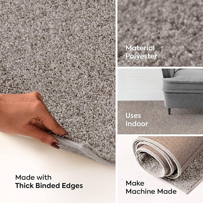 Furnish my Place Modern Indoor/Outdoor Commercial Solid Color Rug - Beige, 60" x 120" Half Round, Pet and Kids Friendly Rug. Made in USA, Area Rugs Great for Kids, Pets, Event, Wedding