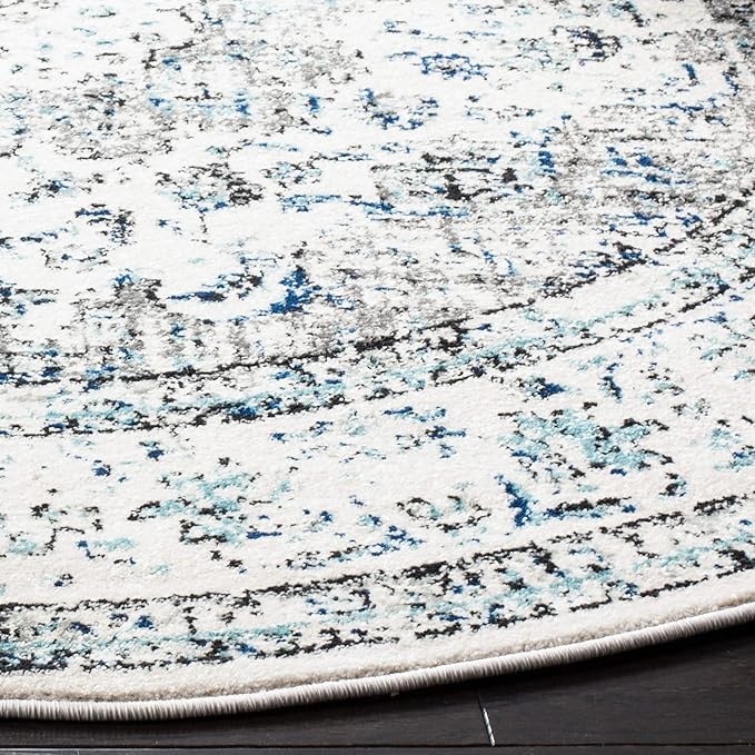 SAFAVIEH Evoke Collection 11' Round Ivory/Grey EVK220D Shabby Chic Oriental Medallion Non-Shedding Dining Room Entryway Foyer Living Room Bedroom Area Rug