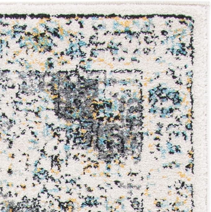 SAFAVIEH Evoke Collection 2'2" x 9' Grey / Gold EVK220B Shabby Chic Oriental Medallion Non-Shedding Living Room Entryway Foyer Hallway Bedroom Runner Rug