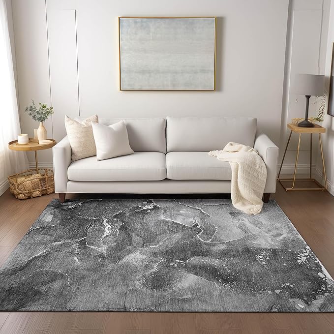 Addison Rugs Chantille ACN518 Gray 9' x 12 Indoor Outdoor Area Rug, Stain Resistant, Machine Washable, Non Shedding, Bedroom, Living Room, Dining Room, Kitchen Rug