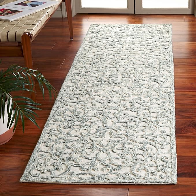 SAFAVIEH Trace Collection Runner Rug - 2'3" x 8', Charcoal & Ivory, Handmade Wool, Ideal for High Traffic Areas in Living Room, Bedroom (TRC103H)