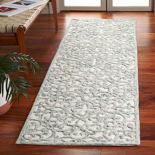 SAFAVIEH Trace Collection Runner Rug - 2'3" x 8', Charcoal & Ivory, Handmade Wool, Ideal for High Traffic Areas in Living Room, Bedroom (TRC103H)