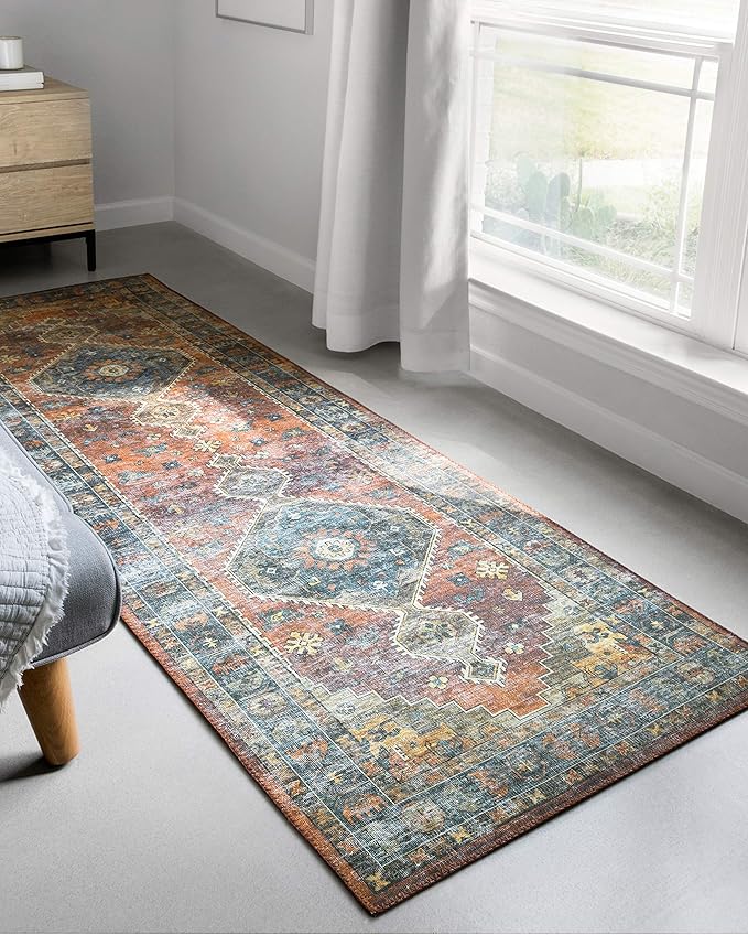 Loloi II Skye Collection SKY-11 Rust/Blue 2'-6" x 7'-6" Runner Rug