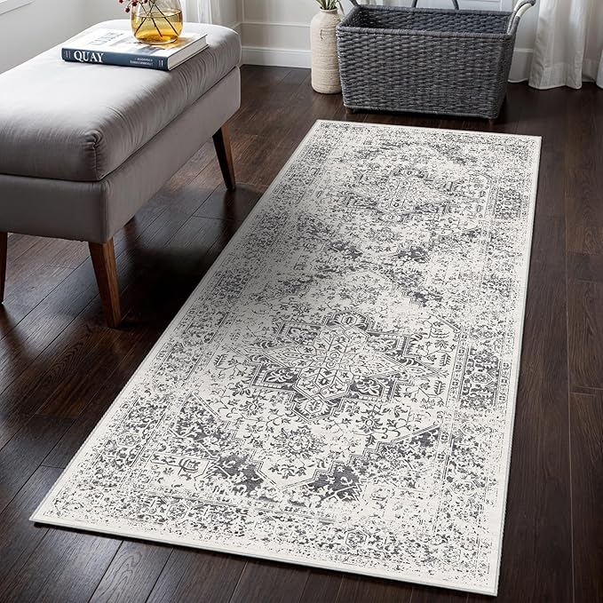 2x5 Hallway Washable Runner Rug: Machine Washable Kitchen Laundry Runner Vintage Non Slip Low-Pile Entryway Living Room Floor Mat Stain Resistance Indoor Floor Carpet for Entrance Living Room，Bridge