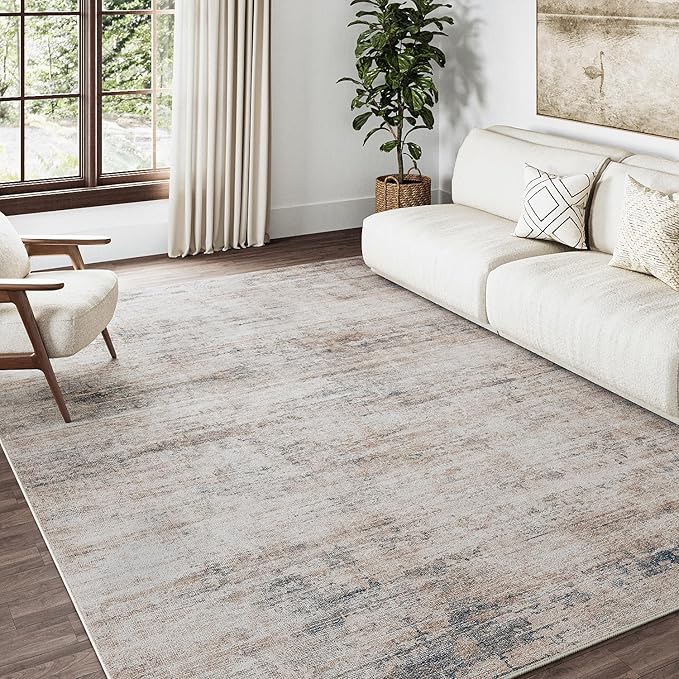 4x6 Rugs Machine Washable Grey Hallway Area Rug Indoor Accent Rug Abstract Low Pile Carpet Distressed Throw Rug Bedroom Living Room Office Dining Room Kitchen Laundry Room Non Slip