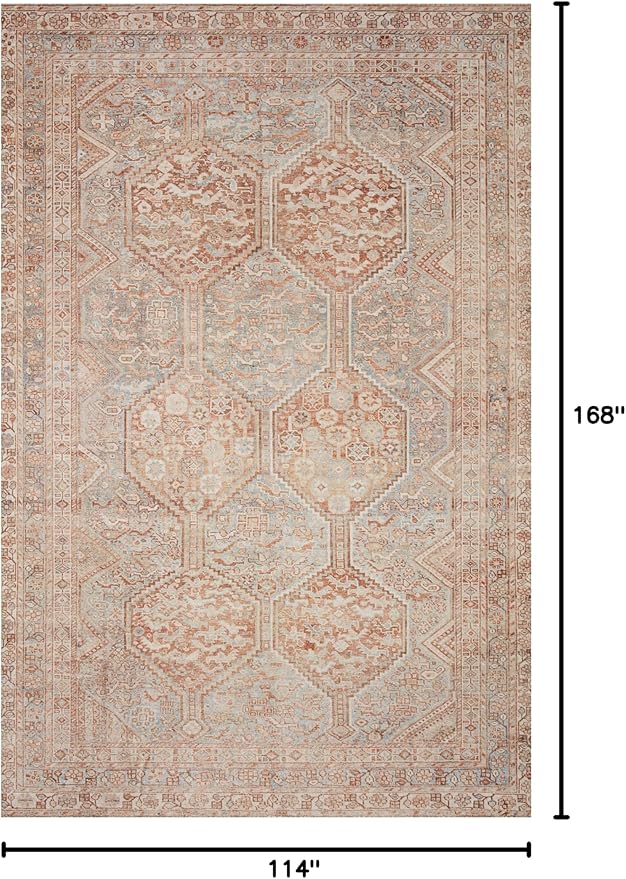 Loloi Chris Loves Julia Jules Collection JUL-04 Tangerine/Mist 9'-6" x 14', .13" Pile Height, Area Rug