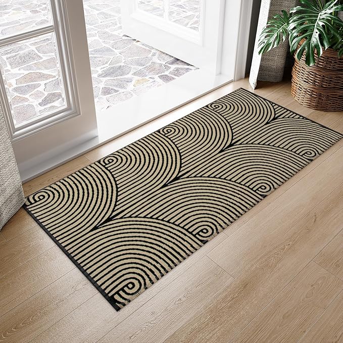 Tiffasea Washable Kitchen Rugs 2'x4.3', Farmhouse Runner Rugs Reversible Entryway Runner Rug Cotton Hand-Woven Modern Area Rug Small Bathroom Rug Runners for Hallway Bedroom Porch Foyer