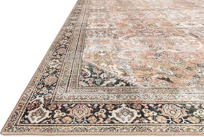 Loloi II Wynter Collection WYN-02 Auburn/Multi 3'-6" x 5'-6", .13" Thick, Accent Rug, Soft, Durable, Printed, Vintage Inspired, Low Pile, Non-Shedding, Easy Clean, Living Room Rug