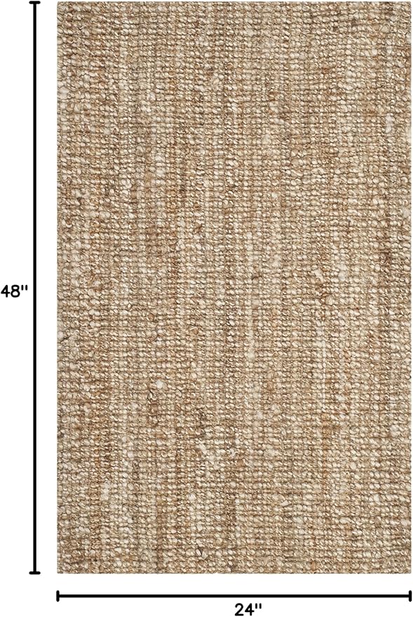 SAFAVIEH Natural Fiber Collection Accent Rug - 2' x 4', Natural & Ivory, Handmade Chunky Textured Jute 0.75-inch Thick, Ideal for High Traffic Areas in Entryway, Living Room, Bedroom (NF447N)