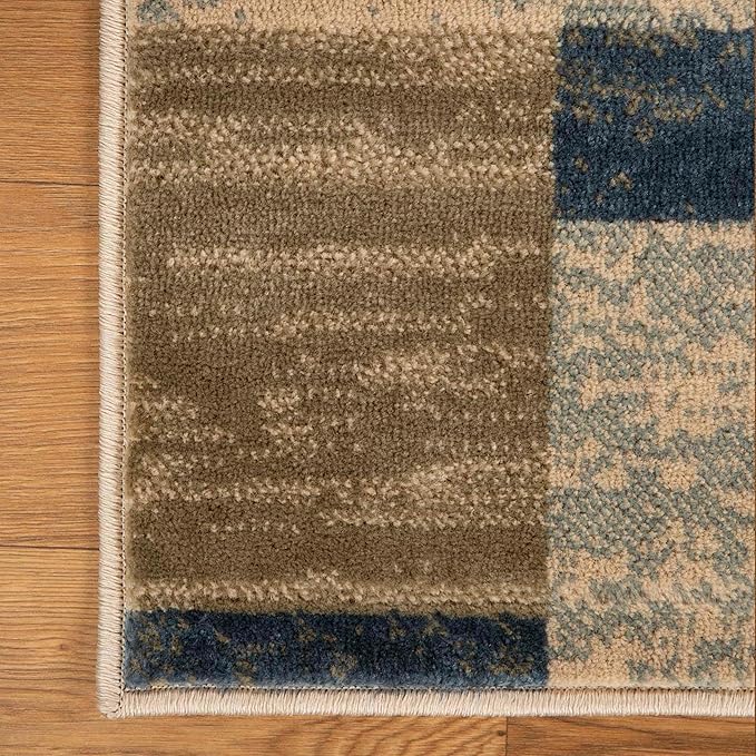 Superior Indoor Area Rug, Jute Backing, Plush Modern Rugs for Entryway, Kitchen Floors, Office Floor Cover, Color Block Rugs, Rockwood Collection, 5' x 8', Midnight Navy