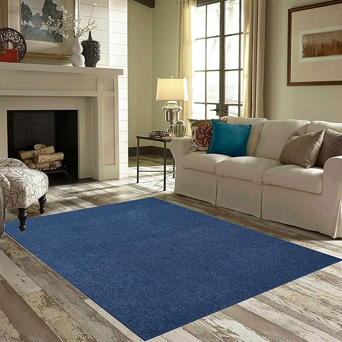 Solid Color Area Rugs Royal Blue - 10' Pentagon, Indoor, Stain & Fade Resistant, Perfect for Living Room, Bedroom, Dining Room, Entryway, Doorway, Pet & Kids Friendly Rug, Wedding, Made in USA