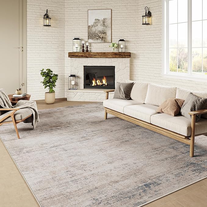 6x9 Rugs Machine WashableGray Hallway Large Area Rug Indoor Accent Rug Abstract Low Pile Carpet Distressed Throw Aesthetic Rug Bedroom Living Room Office Dining Room Kitchen Laundry Room