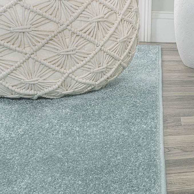 JONATHAN Y SEU100S-28 Haze Solid Low-Pile Indoor Runner-Rug, Coastal, Bohemian, Minimalist Easy-Cleaning,Bedroom,Kitchen,Living Room,Non Shedding, Light Blue, 2 X 8
