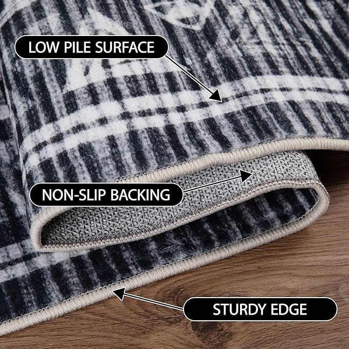 2x3 Small Entryway Rug Machine Washable Boho Rug Mat Soft Non Slip Area Rugs Indoor Stain Resistant Carpet for Front Entrance Kitchen Bathroom