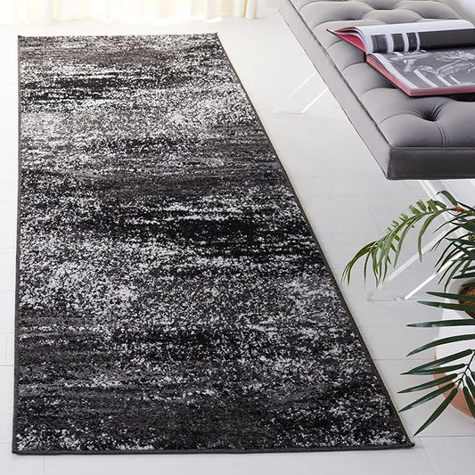 SAFAVIEH Adirondack Collection Runner Rug - 2'1" x 6', Silver & Black, Modern Abstract Design, Non-Shedding & Easy Care, Ideal for High Traffic Areas in Living Room, Bedroom (ADR112A)