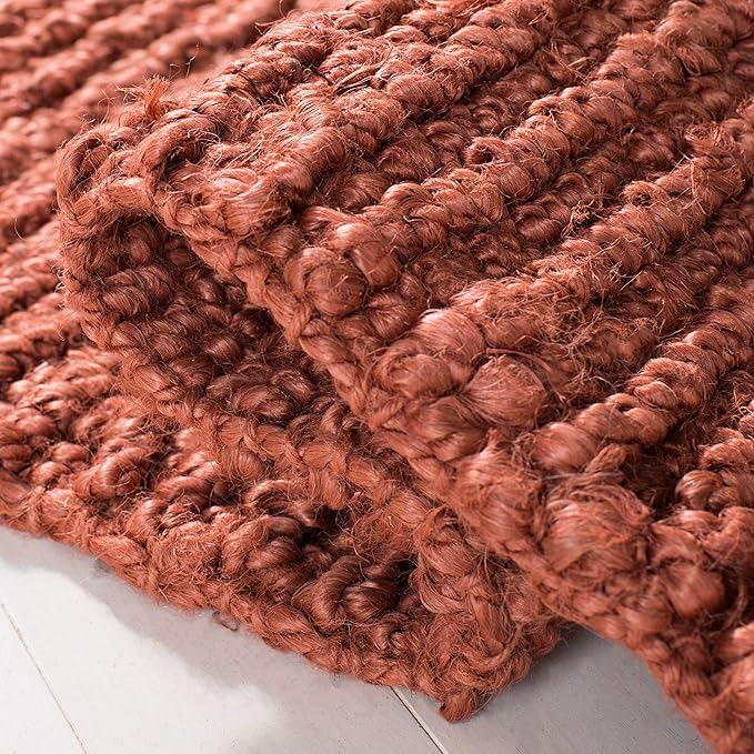 Safavieh Natural Fiber Collection Area Rug - 10' x 14', Rust, Handmade Chunky Textured Jute 0.75-inch Thick, Ideal for High Traffic Areas in Living Room, Bedroom (NF447C)