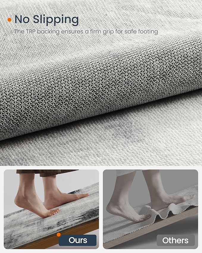 SONGMICS HOME Area Rug, 3x5 ft Rug for Living Room, Non-Slip Carpet, Modern Abstract Style, Home Decor, for Bedroom, Kitchen, Entryway, Dining Room, Machine Washable, Dove Gray UTAR072G01