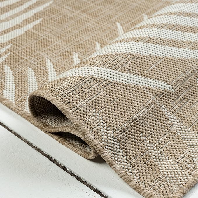 LR Home 5 x 7 Indoor/Outdoor Area Rug for Home Decor | Floral Carpet Suitable for Living Room, Bedroom, Playroom, Patio, Garden | Tropical Farmhouse Rug | Beige/Ivory