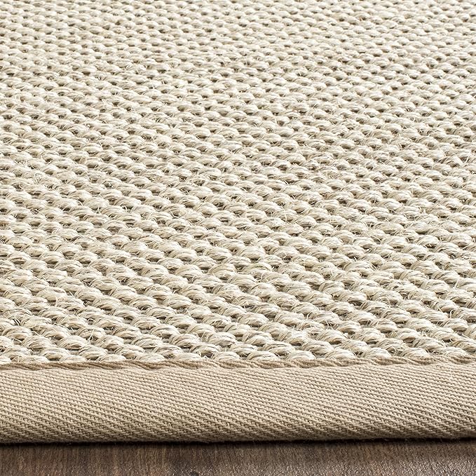 SAFAVIEH Natural Fiber Collection Area Rug - 8' x 10', Marble & Linen, Border Sisal Design, Easy Care, Ideal for High Traffic Areas in Living Room, Bedroom (NF143B)