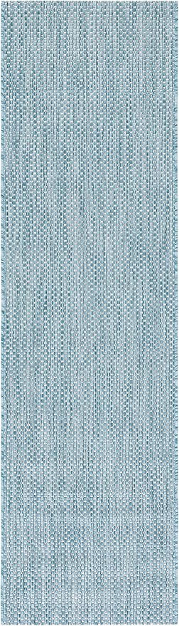 SAFAVIEH Courtyard Collection CY8521 Indoor/ Outdoor splashpoof Easy scrubbing Patio Backyard Mudroom Runner-Rug, 2'3' x 8', Aqua/Grey
