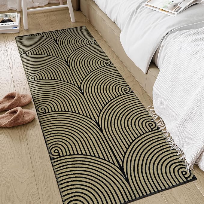 Tiffasea Washable Rug Runner 2'x5', Cotton Woven Kitchen Rugs Modern Bathroom Entryway Rug Indoor Outdoor Carpet Runner for Hallway Bedroom Laundry Room