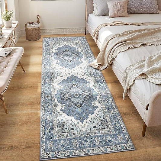 Noahas Blue Hallway Runner Rug 2x6,Vintage Machine Washable Kitchen Runner Area Rugs with Rubber Backing Non Slip Print Carpet for Hallways,Entryway,Laundry Room,Bathroom,Home Decor
