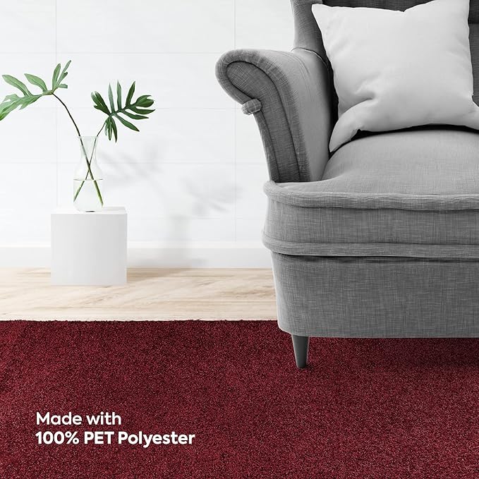 Furnish my Place Modern Indoor/Outdoor Commercial Solid Color Rug - Burgundy, 2' x 36' Oval, Pet and Kids Friendly Rug. Made in USA, Area Rugs Great for Kids, Pets, Event, Wedding