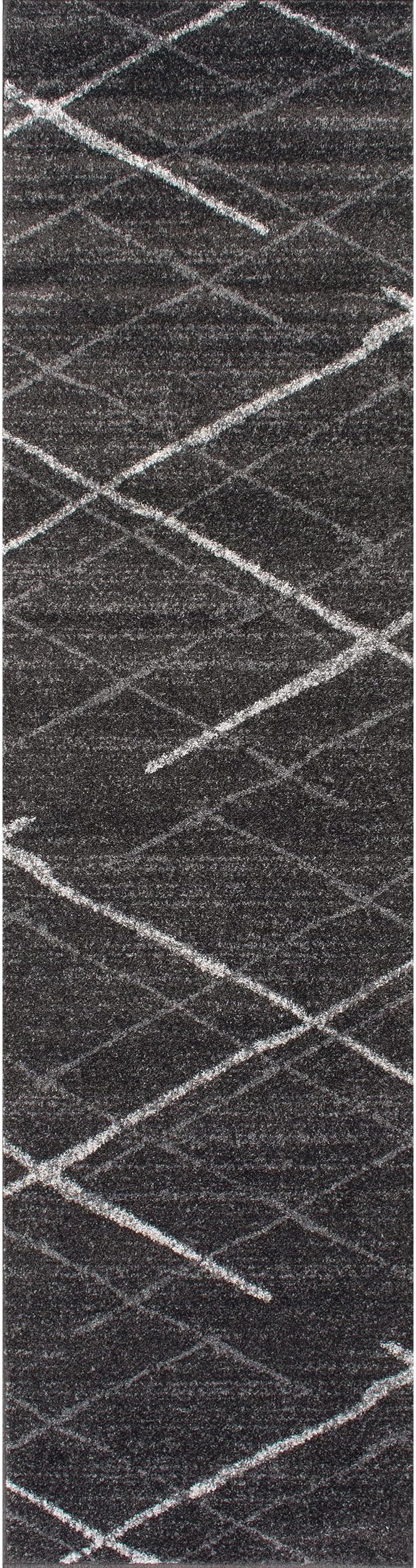 nuLOOM 2x9 Thigpen Contemporary Area Rug, Charcoal, Abstract Lines, Non-Slip Backing, Stain Resistant, For Bedroom, Dining Room, Living Room, Hallway, Office, Kitchen, Entryway